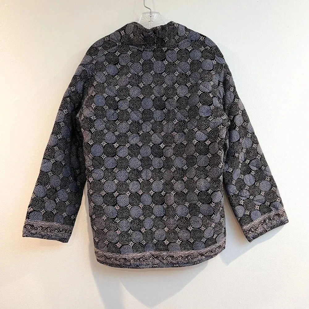 RARE Natalie Martin Bohemian Star Dot Navy Designer Open Quilted Jacket Medium